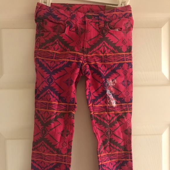 NWT Girls Pink Print CHAPS Jeans - Size 4 - Picture 1 of 2